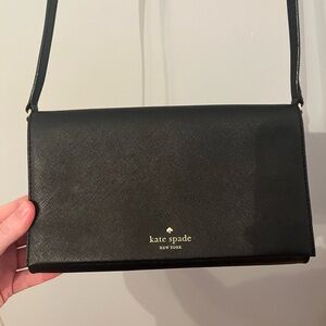 Kate Spade Envelope Black Clutch with Crossbody Strap